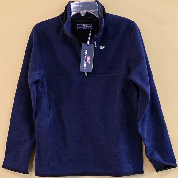NWT - Vineyard Vines Mountain Sweater/Fleece 1/4 Zip Navy Pullover - Boys - Picture 3 of 6